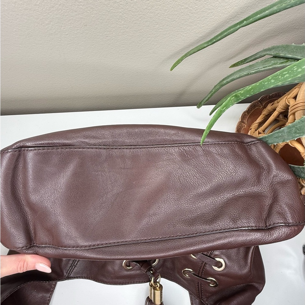 Michael Kors Astor Brown Leather Studded Grommet Tassel Hobo Shoulder Bag Y2K - Picture 5 of 12